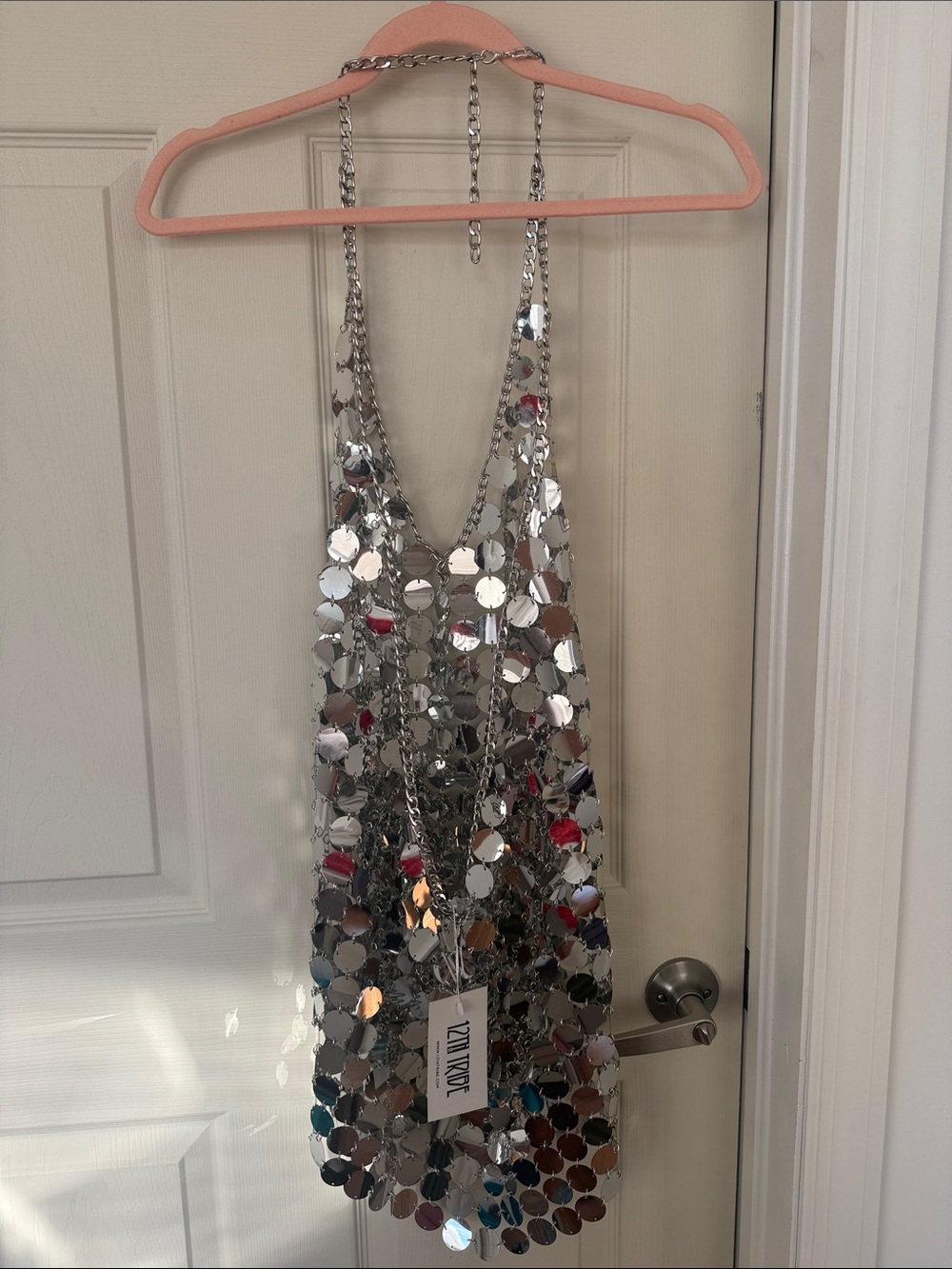 12th Tribe Silver Sequin Backless Mini Dress - Picture 5 of 7